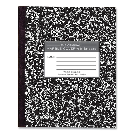 Roaring Spring Marble Cover Composition Book, Wide/Legal Rule, Black Marble Cover, (48) 8.5 x 7 Sheets 77333
